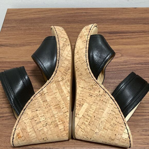 BOC Born Concepts Black Leather Cork Wedge Slide Women’s Sandal Size 11. - Picture 6 of 9